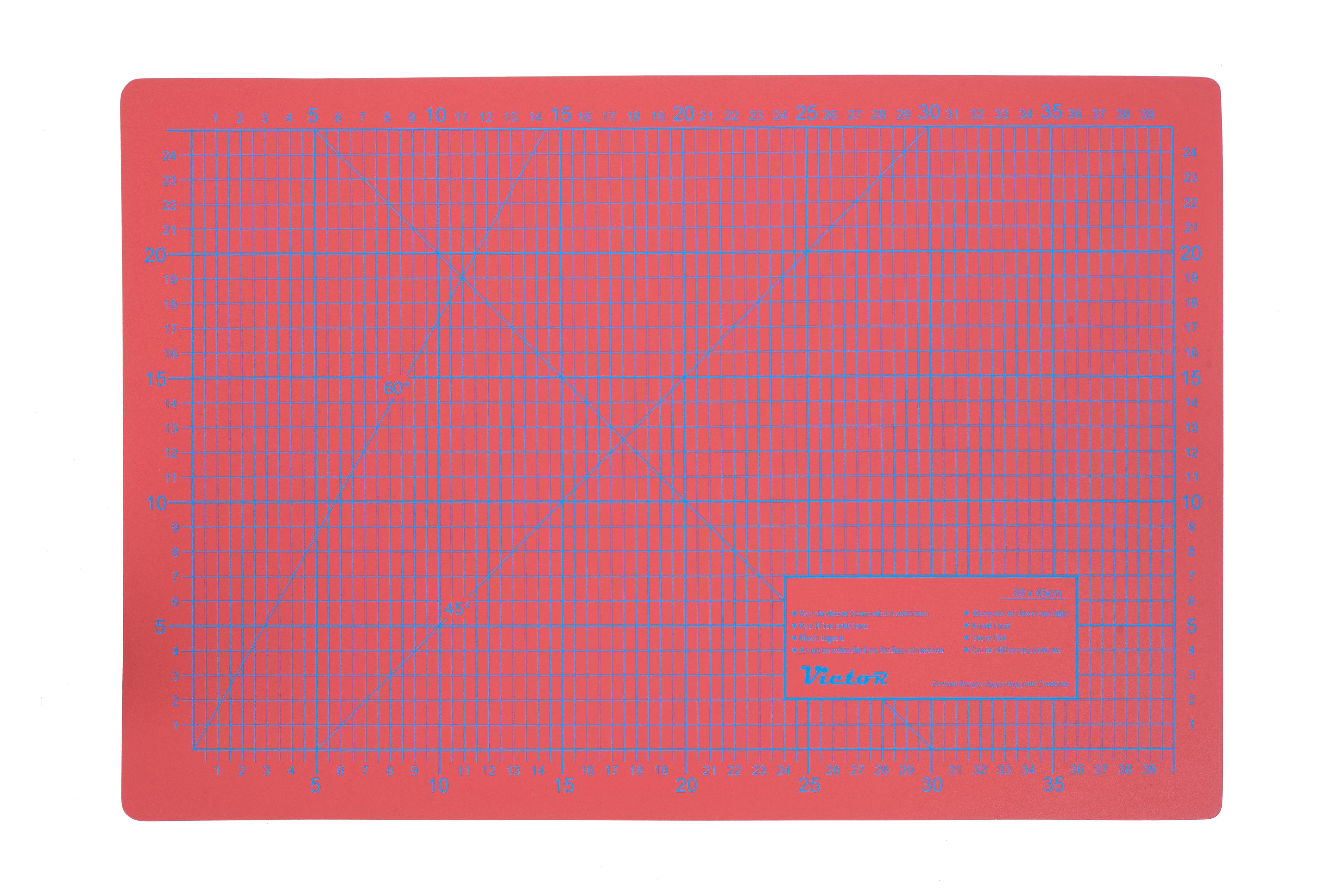 Cutting Mat, 3 layers, self-healing - colour: red/orange - size: 300x450mm